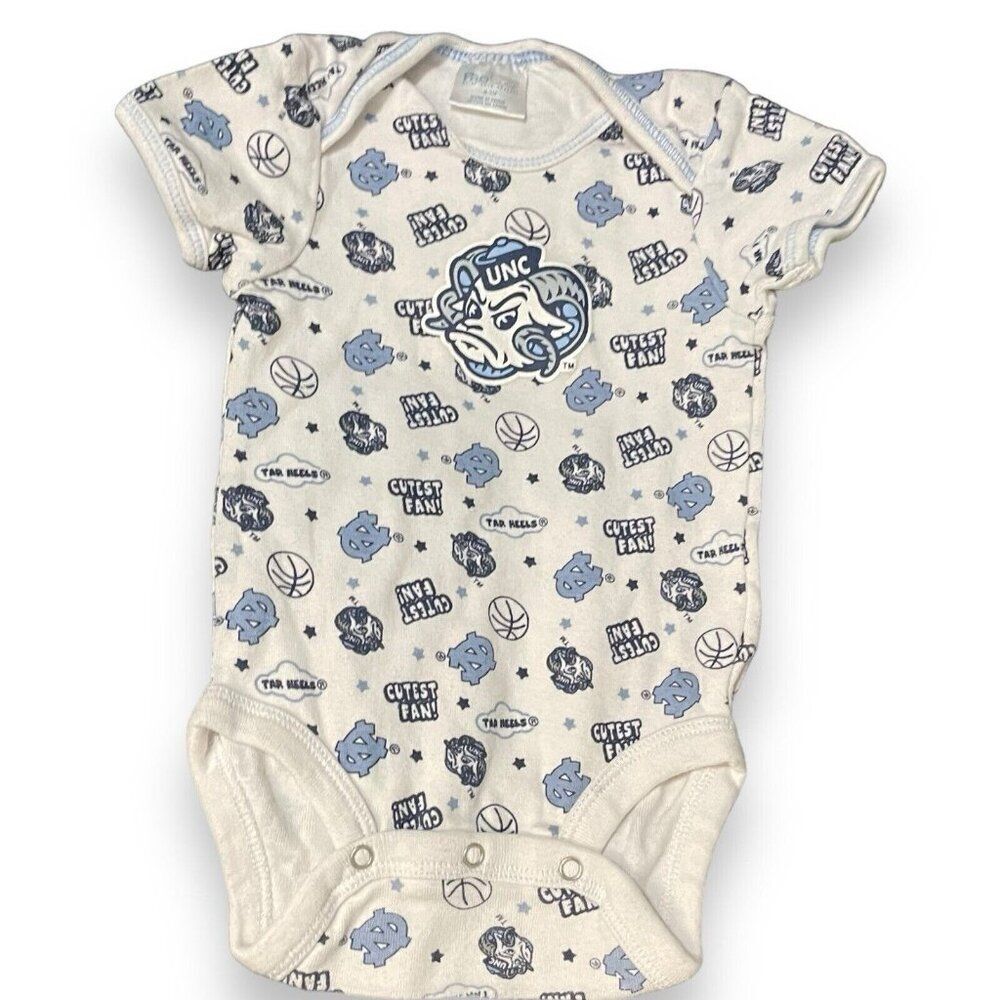 UNC Pro Edge Bodysuit Top Unisex Baby 0-3 Months Short Sleeve Fan Gear Snap